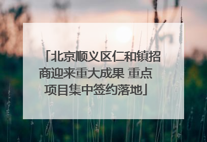 北京顺义区仁和镇招商迎来重大成果 重点项目集中签约落地